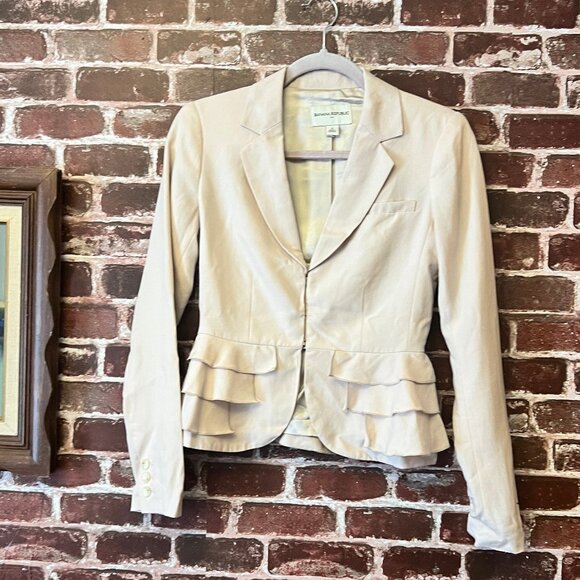 Banana Republic Lyocell Blend Peplum Blazer 0 - Picture 2 of 10